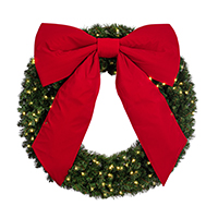 Red 36in Bow on 48in Wreath